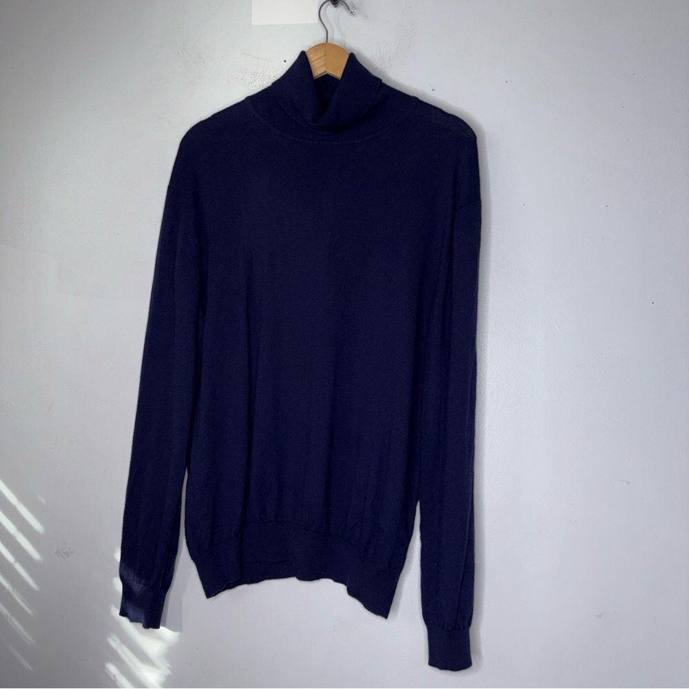 j hilburn Navy Blue Turtleneck Wool Sweater XL‎